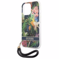 Guess GUHCP13LHFLSB iPhone 13 Pro / 13 6.1" mėlynas/mėlynas kietas dėklas Gėlių Dirželis