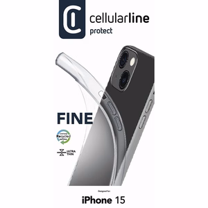 Cellularline Fine dėklas, skirtas iPhone 15, skaidrus