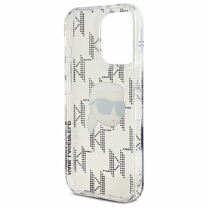 Karl Lagerfeld IML Karl galvos elektropluotas iPhone 16 Pro dėklas - skaidrus