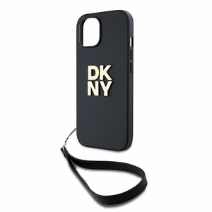 DKNY Dėklas telefonui su dirželiu ir logotipu iPhone 15 / 14 / 13 - juodas