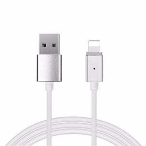 Kabelis Magnetinis Tipas 1 - USB į Lightning - su nuimamu kištuku Iphone 5/6/7/8/X 1 metras SIDABRINIS (blisterio pakuotė)