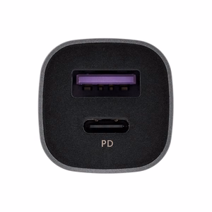 Ugreen USB Type-C / USB 24W Power Delivery Quick Charge automobilio įkroviklis pilkas (30780)