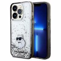 Karl Lagerfeld Liquid Glitter Choupette dėklas telefonui iPhone 14 Pro Max - permatomas