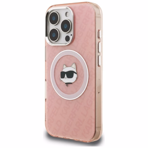 Karl Lagerfeld IML Choupette Head Logo MagSafe Dėklas iPhone 16 Pro - rožinis