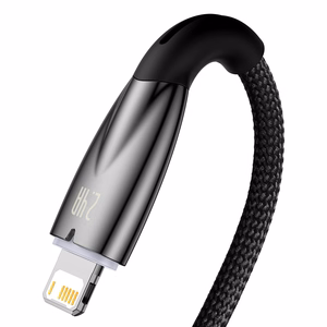USB kabelis Lightning įrenginiams Baseus Glimmer Series, 2.4A, 2m (juodas)