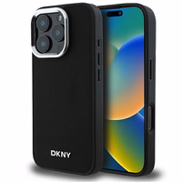 DKNY Paprastas sidabrinis logotipas magnetinis iPhone 16 Pro Max dėklas - juodas