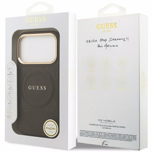 Guess Peony Hot Stamp MagSafe dėklas telefonui iPhone 17 Pro - rudas