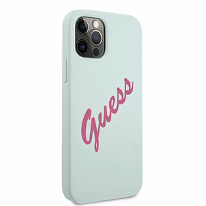 Guess GUHCP12MLSVSBF iPhone 12/12 Pro 6.1" mėlynas fuksija/mėlynas fuksija kietas dėklas Silikoninis Vintage
