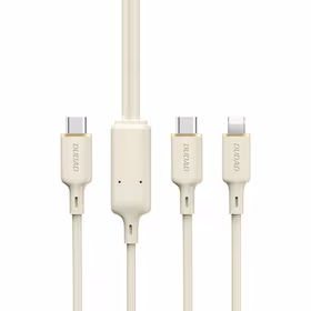 Dudao L7SF 2in1 USB-C - USB-C / Lightning kabelis 100W 1.2m - smėlio spalvos