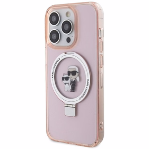Karl Lagerfeld чехол для iPhone 15 Pro Max совместимый с MagSafe KLHMP15XHMRSKCP (Ringstand KC) розовый