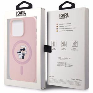 Karl Lagerfeld silikoninis Karl&Choupette Magnetinis dėklas telefonui iPhone 14 Pro Max - rožinis