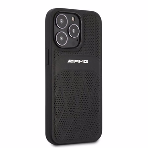 AMG AMHCP13LOSDBK iPhone 13 Pro / 13 6.1" juoda/juoda kietas dėklas odinis lenktos linijos