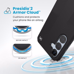 Speck Presidio2 Grip Magnet case for Samsung Galaxy S25+ / S24+, Black / Slate Grey