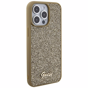 Guess Disco Metal Script dėklas telefonui iPhone 15 Pro Max - auksinis
