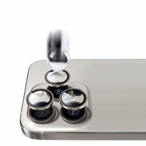 Apsauginis stiklas Tel Protect Titanium Lens 99% AR ant kameros Iphone 15 Pro/15 Pro Max titanas (3 lęšiai)