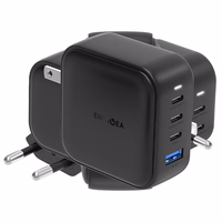 ENERGEA tinklo įkroviklis 1xUSB+3xUSB-CPD-PPS-QC 3.0 100W 3C1A juodas/black US+EU Travelite GAN100