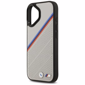 BMW M Tricolor Metal Logo MagSafe dėklas telefonui iPhone 17 - pilkas