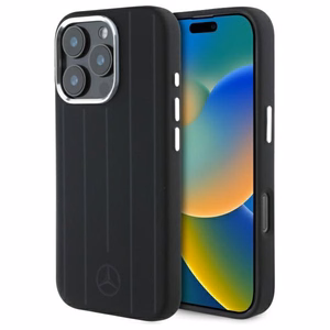 Mercedes silikoninis vertikalios toninės juostos Magnetinis dėklas telefonui iPhone 16 Pro Max - juodas