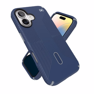 Speck Presidio2 Grip dėklas su MagSafe ir ClickLock, skirtas iPhone 16, „Coastal Blue/Dust Grey“