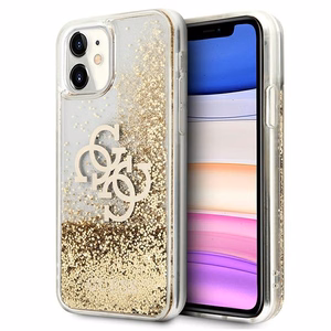 Guess 4G Big Liquid Glitter dėklas telefonui iPhone 11 6.1" / Xr - Auksinis