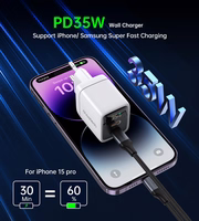 Kroviklis CHOETECH GaN 2xUSB Type-C: 35W, PD