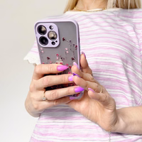 Dizaino dėklas iPhone 12 Pro Max gėlių violetinė