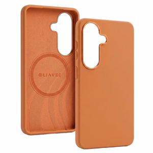Liavec Silky dėklas su metaliniu kameros rėmeliu, skirtas Samsung Galaxy S26 Plus oranžinis