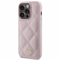 Guess Quilted Metal Logo dėklas telefonui iPhone 15 Pro Max - rožinis