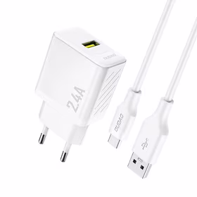 Dudao A23TEU 2.4A GaN USB-A Wall Įkroviklis with USB-A - USB-C Laidas - Baltas