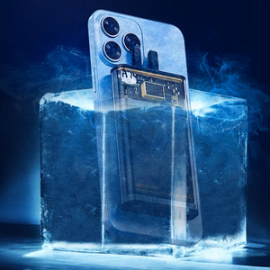 WEKOME WP-323 Vanguard Series išorinė baterija, 10000 mAh, PD 20 W + QC 22,5 W, su integruotais USB-C ir Lightning laidais, juoda ir skaidri