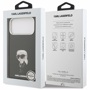 Karl Lagerfeld IML akvarelės Karl ir logotipo magnetinis dėklas telefonui iPhone 17 Pro Max - juodas