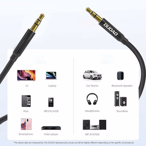 Dudao L12S AUX kabelis mini lizdas 3.5mm 1m 3 kontaktų stereo - juodas