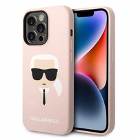 Karl Lagerfeld KLHMP14LSLKHLP iPhone 14 Pro 6.1 "kietas dėklas šviesiai rožinis / šviesiai rožinis Silikoninis Karlo Galva Magsafe