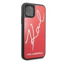 Karl Lagerfeld Signature Glitter dėklas iPhone 11 Pro Max - raudonas