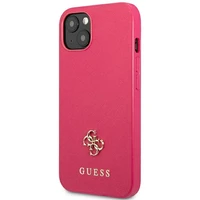 Guess Saffiano 4G Small Metal Logo dėklas telefonui iPhone 13 mini - rožinė