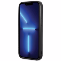 Guess Blizgučių Metalinis Užrašas dėklas telefonui iPhone 15 Pro - juodas