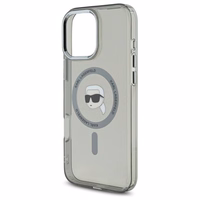 Karl Lagerfeld IML Metalinis Karl Head Magnetinis dėklas telefonui iPhone 16 Pro - juodas