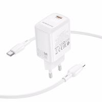 Borofone sieninis įkroviklis BN28 Fuente - Type C - PD 30W su Type C į Lightning kabeliu baltas