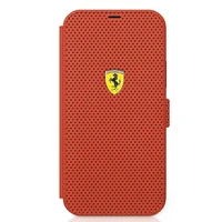 Ferrari FESPEFLBKP12SRE iPhone 12 mini 5.4" raudonas knygos tipo dėklas On Track perforuotas