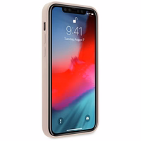 Guess GUHCP12SLSLMGLP iPhone 12 mini 5.4" šviesiai rožinis/šviesiai rožinis kietas dėklas Silikoninis užrašas Auksinis logotipas