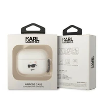 Karl Lagerfeld KLAPRUNCHH AirPods Pro dėklas baltas/baltas Silikoninis Choupette Head 3D