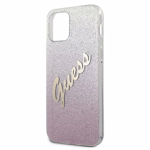 Guess GUHCP12SPCUGLSPI iPhone 12 mini 5.4" rožinis/rožinis kietas dėklas Glitter Gradient Script