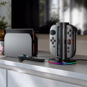 "AmazingThing Thunder Pro PlayDock" įkroviklis "Nintendo Switch 2" valdikliams - juodas