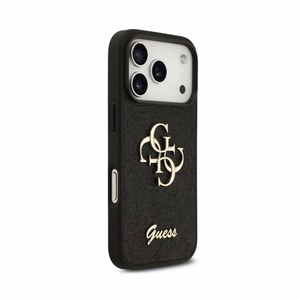 Dėklas Guess PU Fixed Glitter 4G Metal Logo Apple iPhone 18 Pro juodas