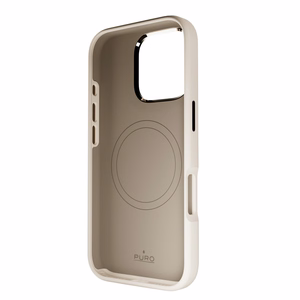 Puro Icon Mag Pro Magnetinis silikoninis dėklas telefonui iPhone 16 Pro - smėlio spalvos