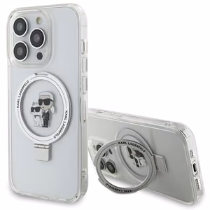 Karl Lagerfeld Magnetinis dėklas telefonui su žiediniu stovu Karl&Choupette MagSafe iPhone 13 Pro Max - baltas