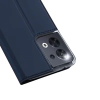 Dux Ducis Skin Pro dėklas telefonui Oppo Reno 8 su atverčiamu dangteliu, kortelių pinigine ir stovu, mėlynas