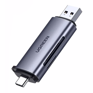 Atminties kortelių skaitytuvas Ugreen CM185 USB-A 3.0/USB-C 3.1 to TF/SD (50706) pilkas
