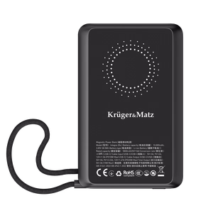 Kruger&Matz išorinė baterija, 10000 mAh, Li-Polymer, QC ir PD, CCC sertifikatas Azijos šalims