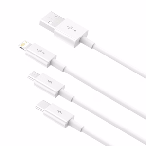USB kabelis Baseus 3in1 Superior baltas 150 cm iki 3.5A